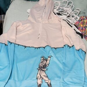 Unbranded Two-Tone White and Blue Lightweight Hoodie Jacket(DRAGON BALL)